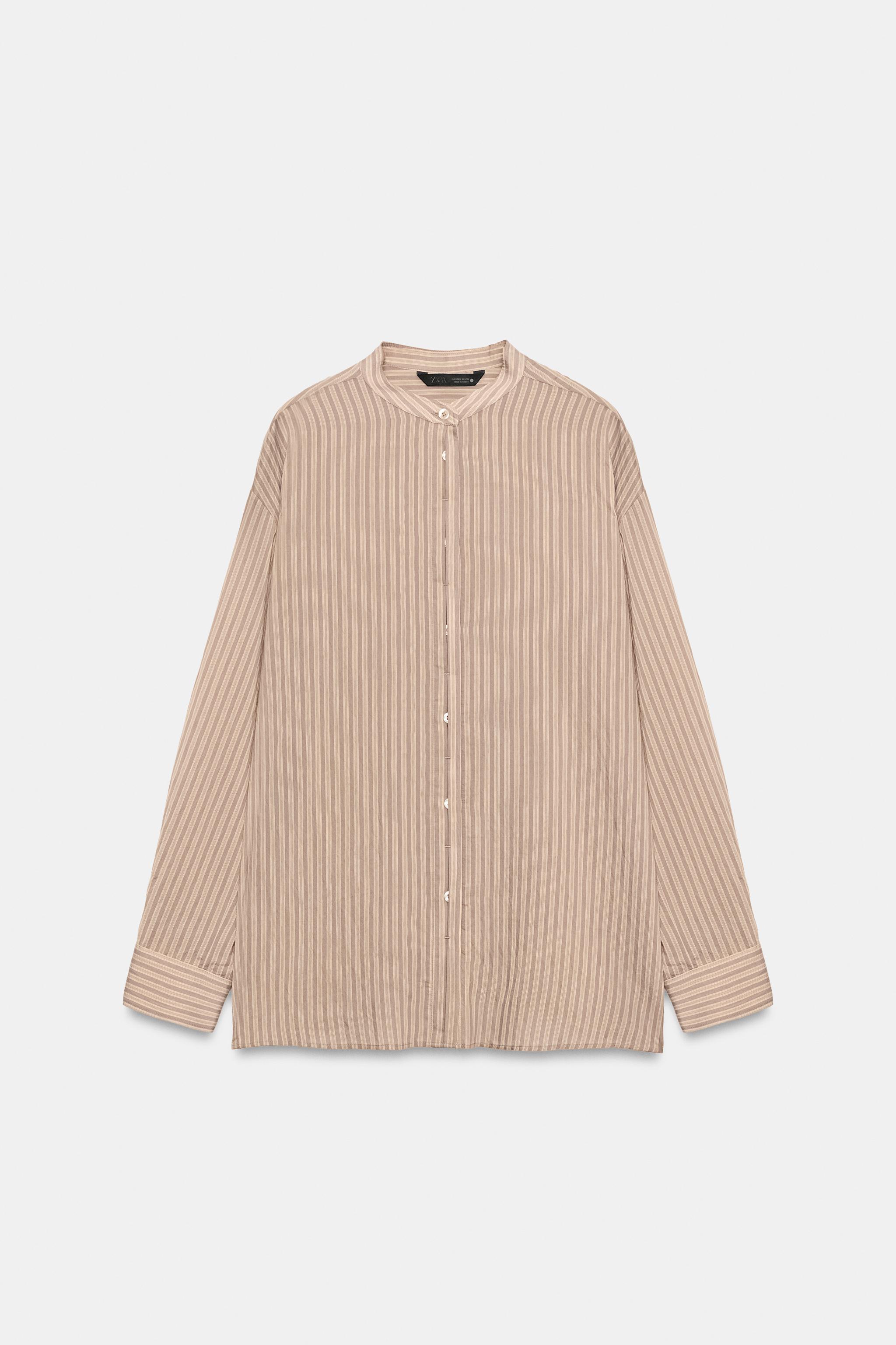ZW COLLECTION STRIPED SHIRT - Gray / Tan | ZARA United States