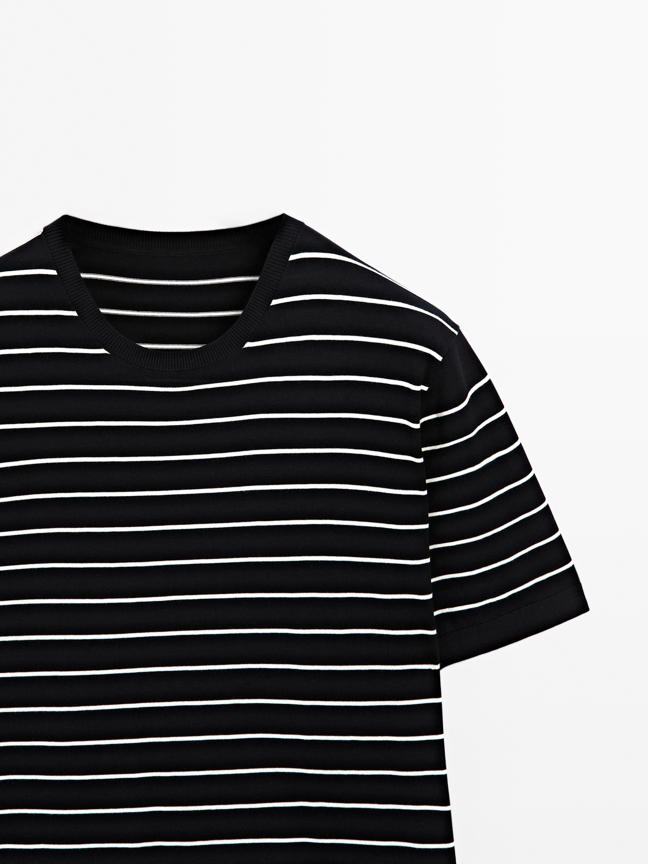 T-shirt à rayures en maille 100 % coton