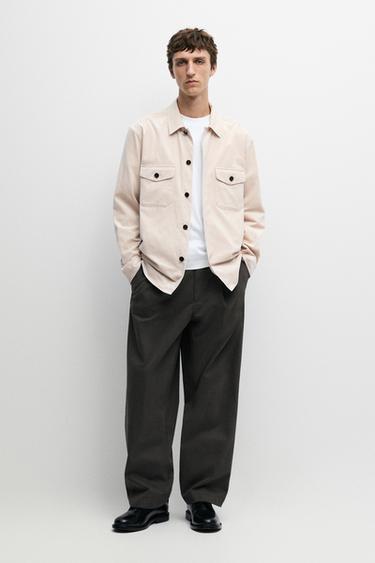 Corduroy overshirt with pocket detail — Beige 1