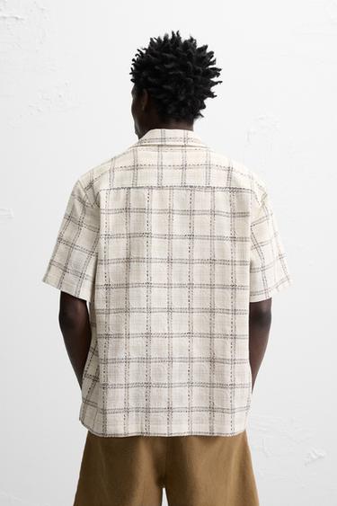 TEXTURED CHECK SHIRT - Ecru by Zara - Image 3