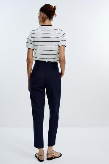 HIGH-WAIST TROUSERS - Navy blue by Zara - Image 2
