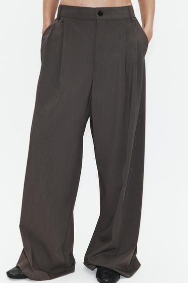PANTALÓN PLIEGUES TRABILLA ESPALDA - Gris-Granate de Zara