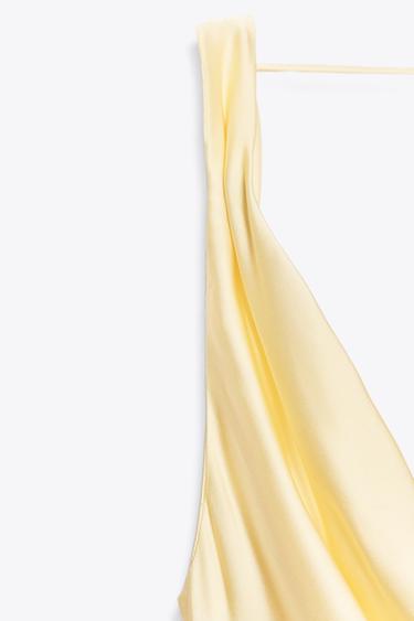 ZW COLLECTION LONG SATIN DRESS - Yellow by Zara - Image 8