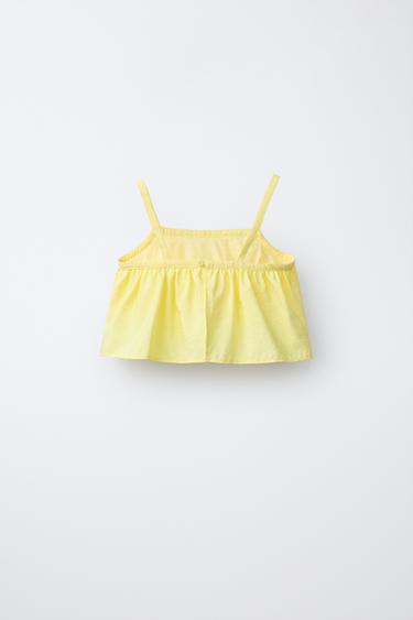 TOP CROPPED TAFFETAS - Jaune de Zara - Image 1