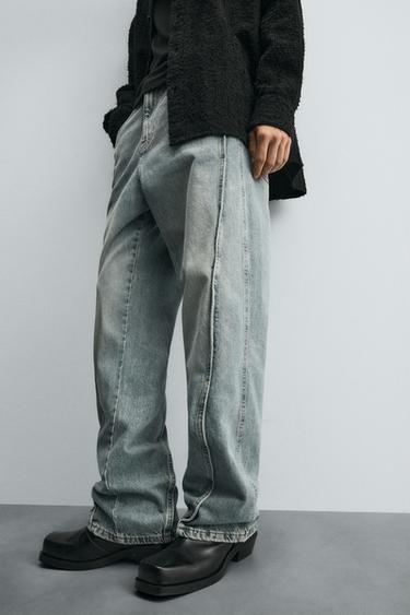 Zara BAGGY FIT JEANS WITH SEAMS - Blue / Green