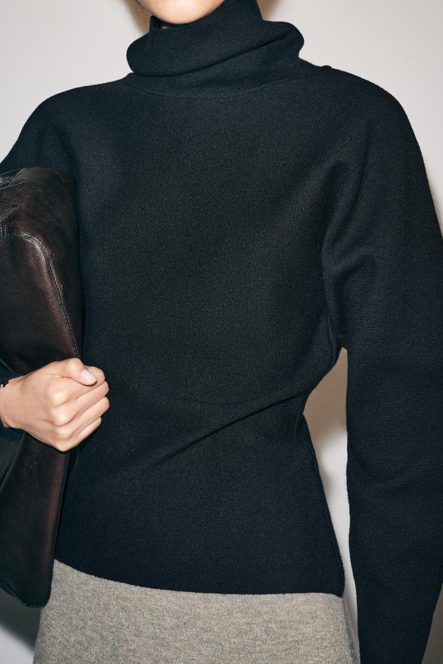 Женский свитер Zara High Neck Knit, цвет: Чёрный — фото 2
