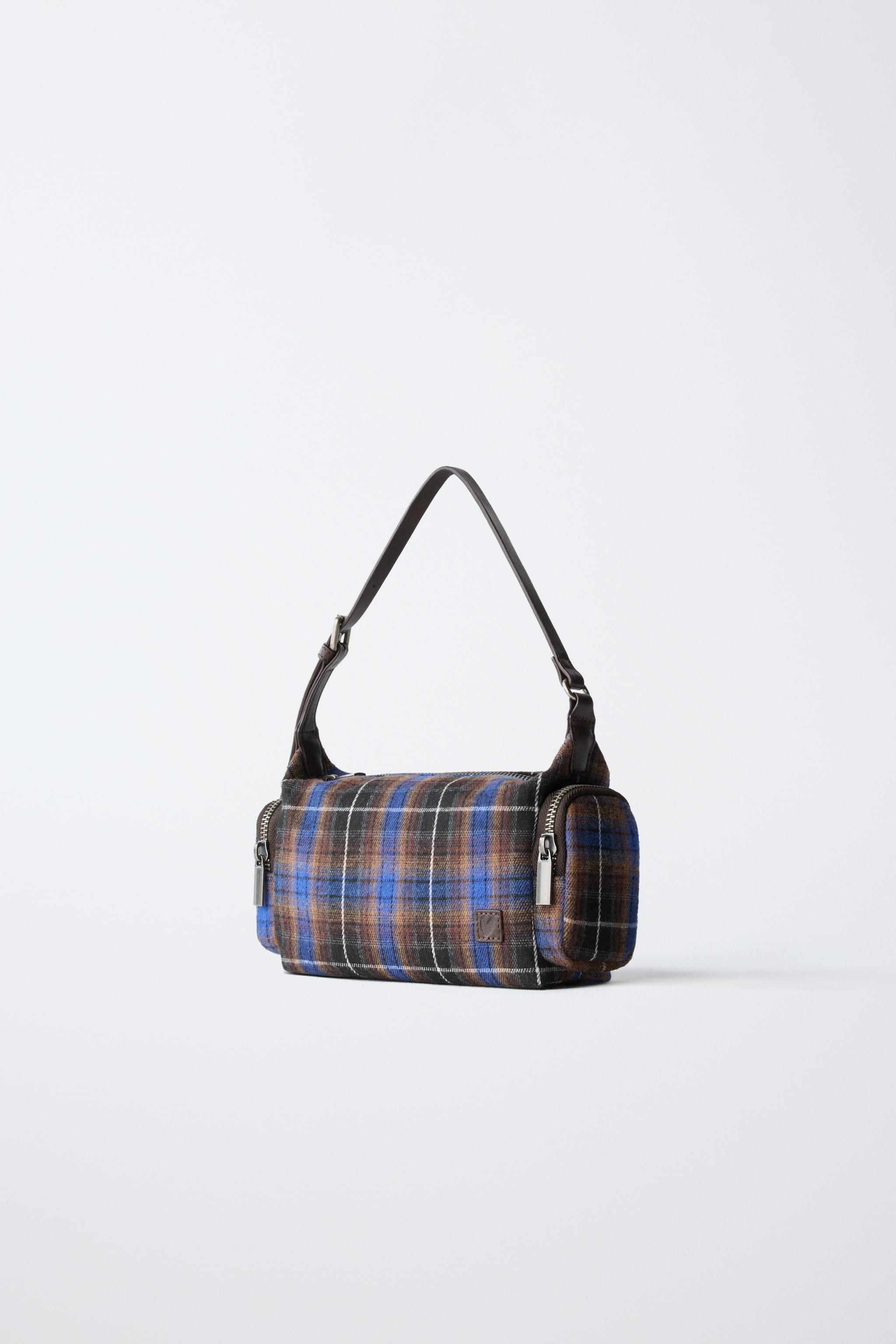 CHECKERED SHOULDER BAG — Eggplant