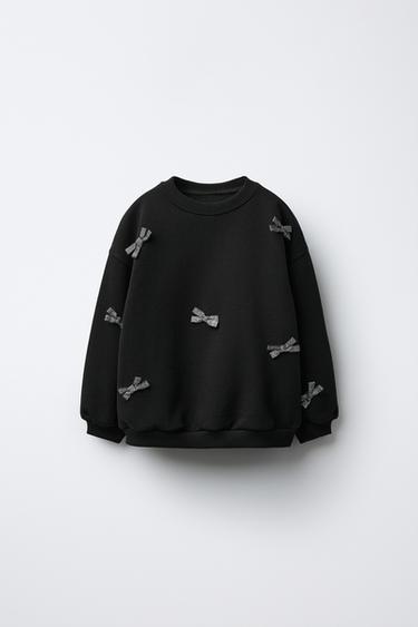 SPARKLY BOW SWEATSHIRT - Black by Zara - Image 0