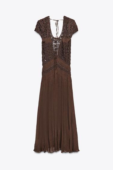 ROBE COMBINÉE CROCHET ZW COLLECTION - Marron chocolat de Zara - Image 7
