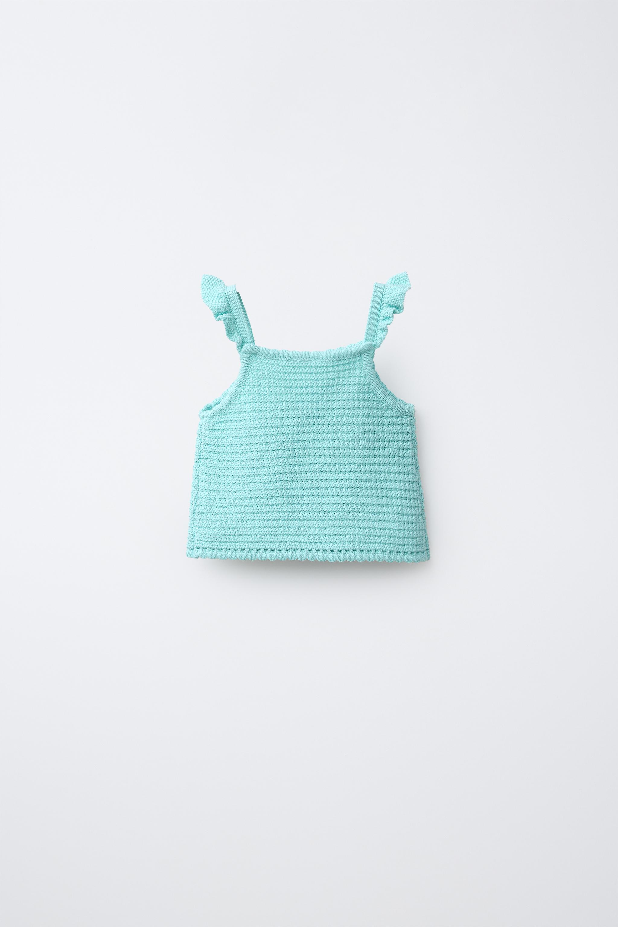CROCHET HEARTS KNIT TOP — Sea green