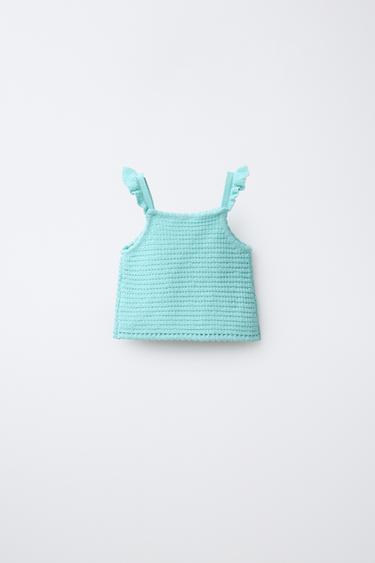 KNIT TOP WITH CROCHET HEARTS - Sea green by Zara - Image 1
