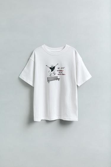 ФУТБОЛКА С ПРИНТОМ — БЕЛЫЙ от Zara