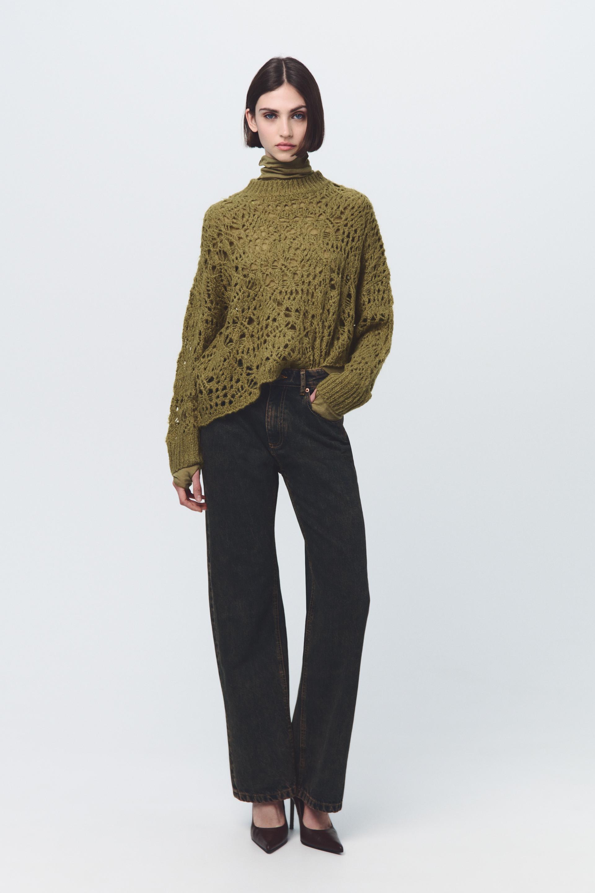 OPENKNIT SWEATER Olive green ZARA New Zealand