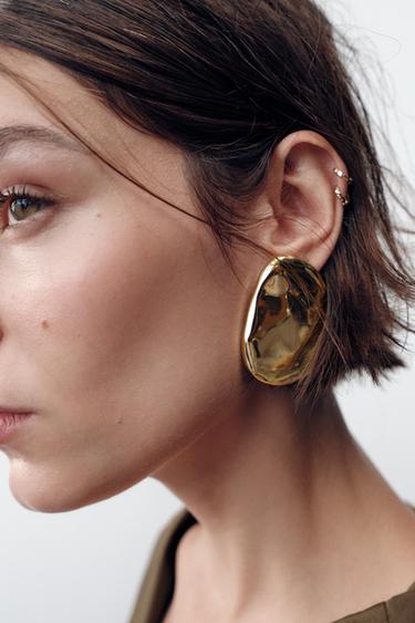 PENDIENTES CHAPA METÁLICO - Dorado de Zara - Imagen 0