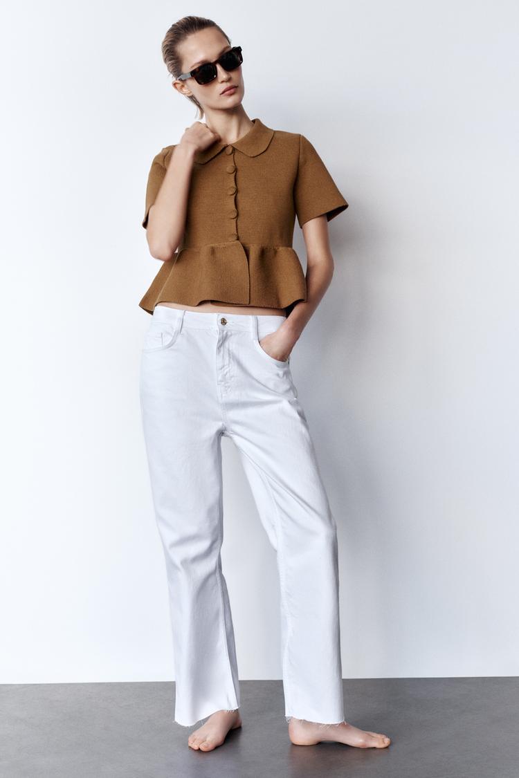 KNIT PEPLUM CARDIGAN Caramel ZARA South Africa