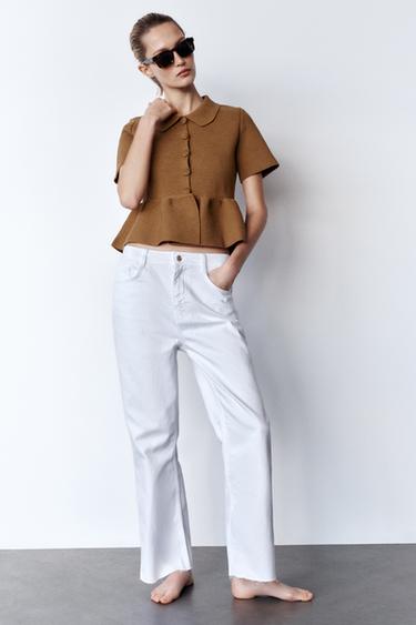 KNIT PEPLUM CARDIGAN - Caramel by Zara - Image 0