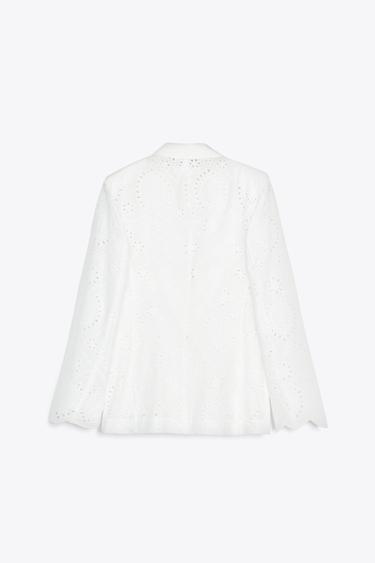 BLAZER WITH CUTWORK EMBROIDERY - Oyster-white by Zara - Image 5