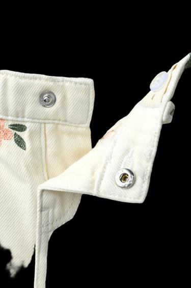 TWILL CULOTTES WITH EMBROIDERED FLOWERS - Ecru by Zara