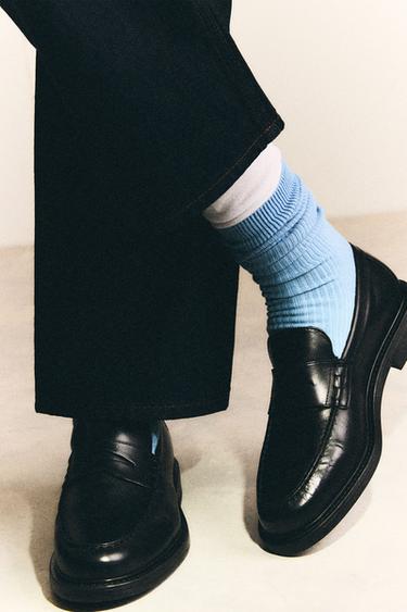 LEATHER PENNY LOAFERS - Black by Zara