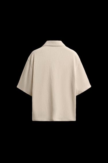 Zara TEXTURED RELAXED FIT SHIRT - Beige marl