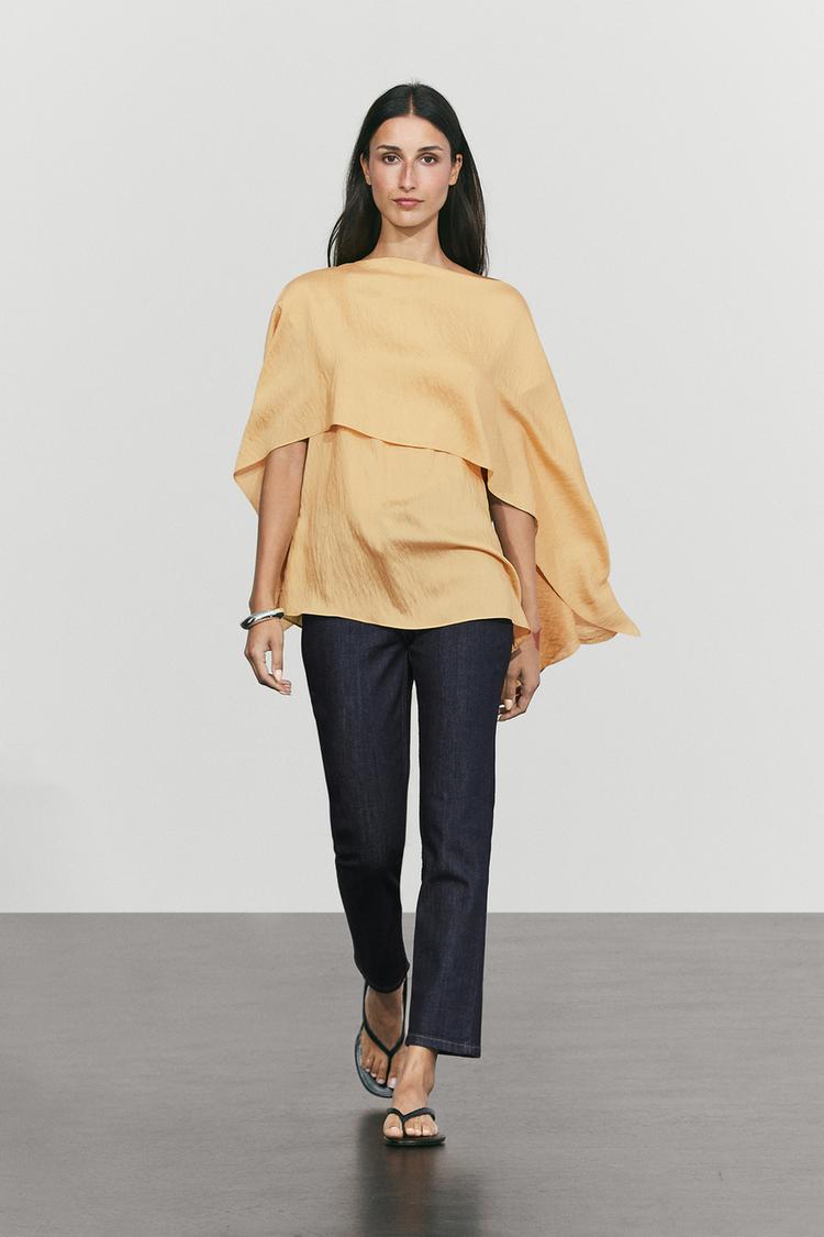 Flowing cape-style blouse — yellow