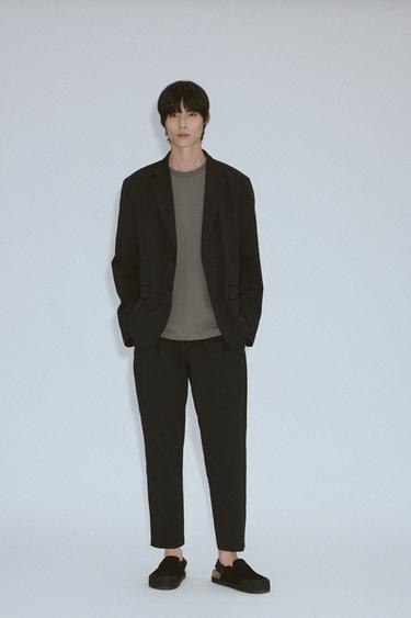 RELAXED FIT SEERSUCKER BLAZER - Black by Zara