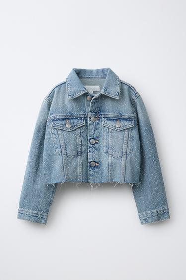 Zara SPARKLY DENIM JACKET - Blue