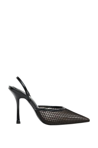 MESH HIGH-HEEL SLINGBACK SHOES - Black by Zara