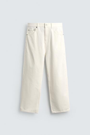 Zara TAPERED WIDE FIT JEANS - Oyster-white