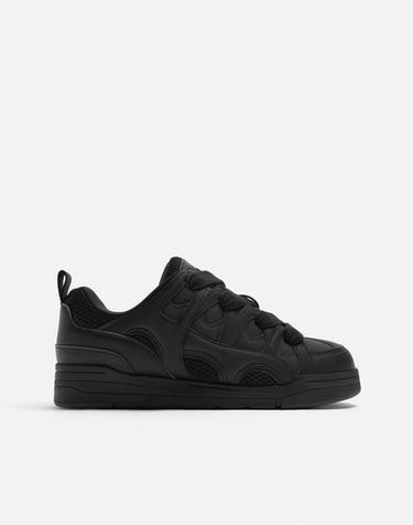 Zara MAXI LACED SNEAKERS - Black