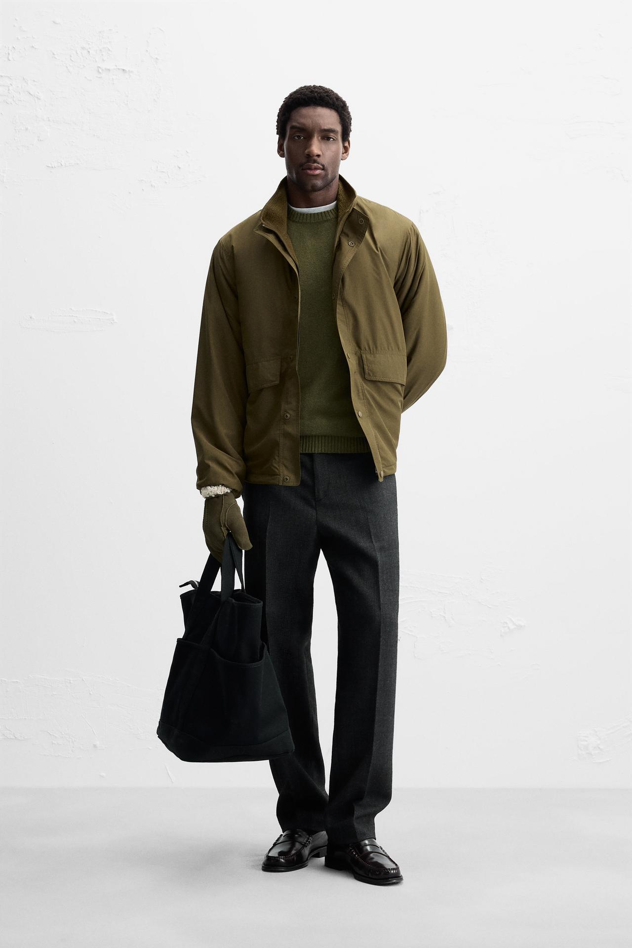 CONTRAST TECHNICAL JACKET - Light khaki by Zara