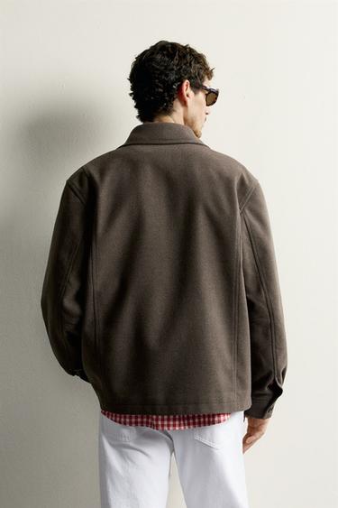 Zara REGULAR FIT VILLANE POOLMANTEL - Brown