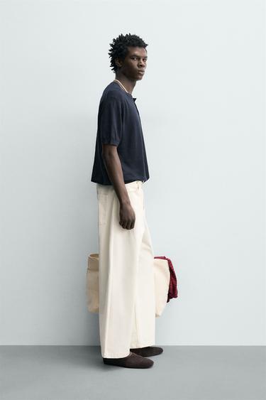 HAUT EN MAILLE COL TUNISIEN 100% LIN - Bleu marine de Zara - Image 3