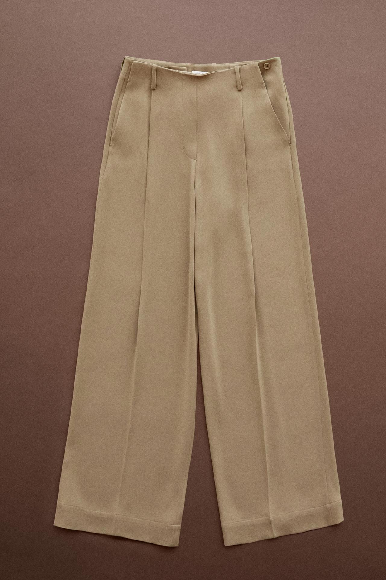 Flowing wide-leg darted pants - STUDIO — Caramel
