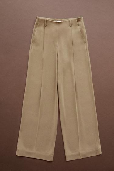 Flowing wide-leg darted pants - STUDIO — Caramel 1