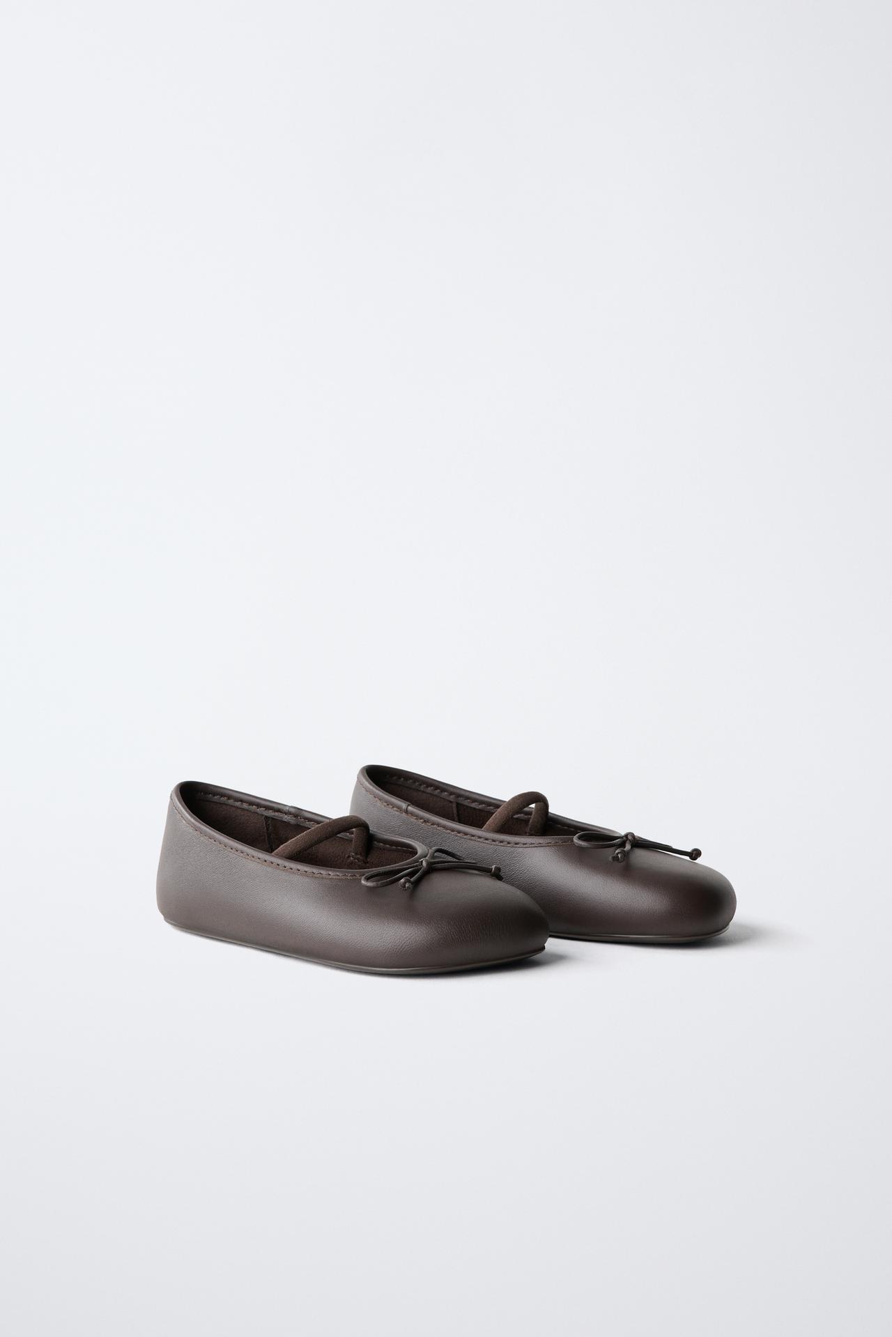LEATHER BAREFOOT BALLET FLATS — Brown