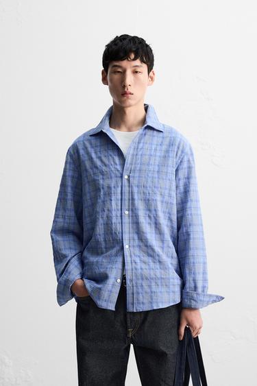 CHECK SHIRT - Blue by Zara