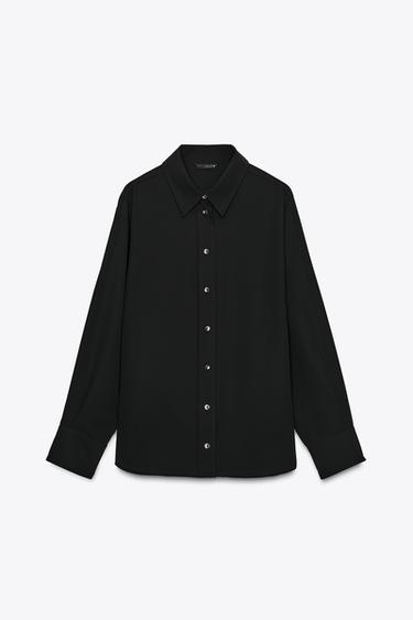 CAMISA SATINADA - Negro de Zara - Imagen 0