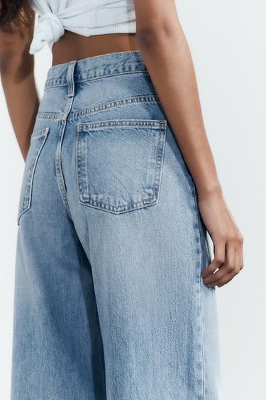 HIGH-WAIST TRF WIDE-LEG CROSSOVER WAIST JEANS - Indigo by Zara - Image 6