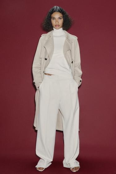 ZW COLLECTION WOOL BLEND COAT WITH BELT - Beige by Zara - Image 0