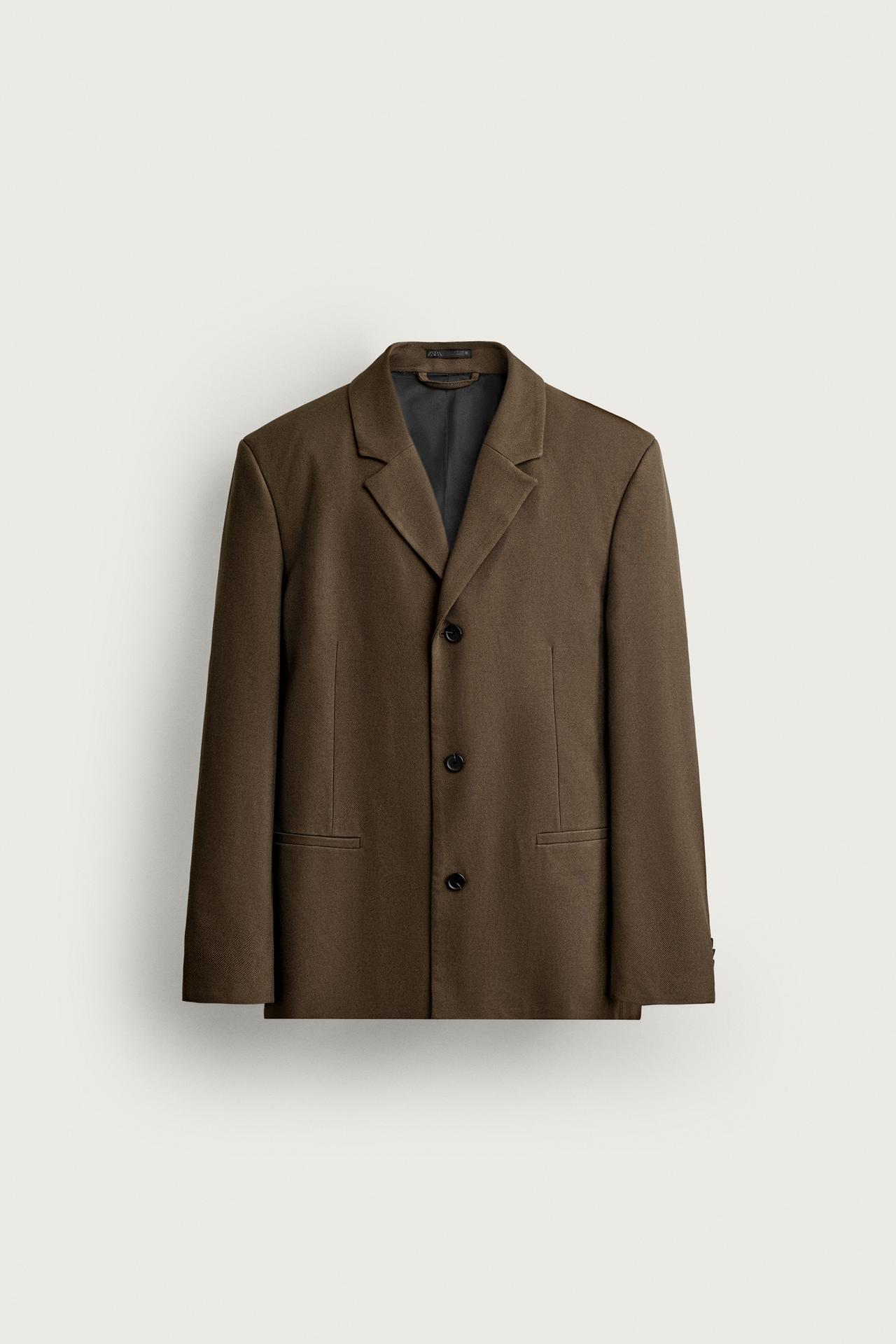 RELAXED FIT SUIT BLAZER — dark khaki