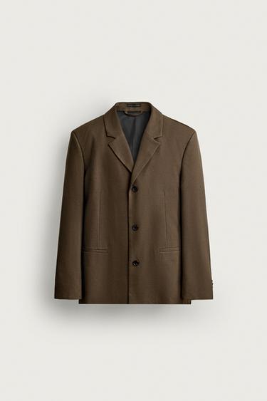 RELAXED FIT SUIT BLAZER — dark khaki 1