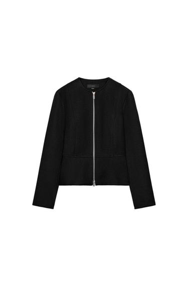 Zara SOFT PEPLUM JACKET - Black