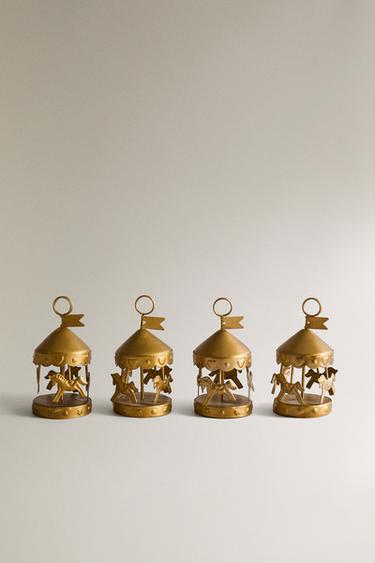 TISCHKARTENHALTER KARUSSELL WEIHNACHTEN (4ER-PACK) - Goldfarben von Zara