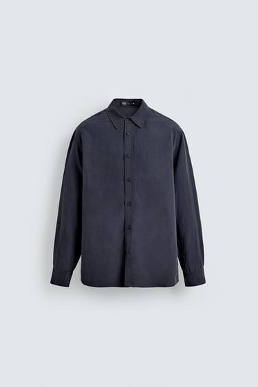 RELAXED FIT FLOWING SHIRT - Dark navy by Zara