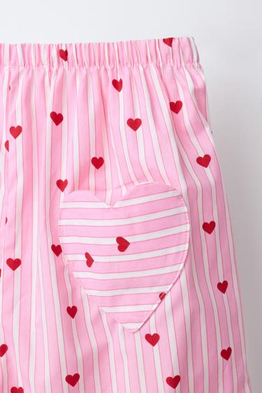 AGES 6-14 / COMBINED HEART AND STRIPE PYJAMAS - Ecru by Zara - Image 7