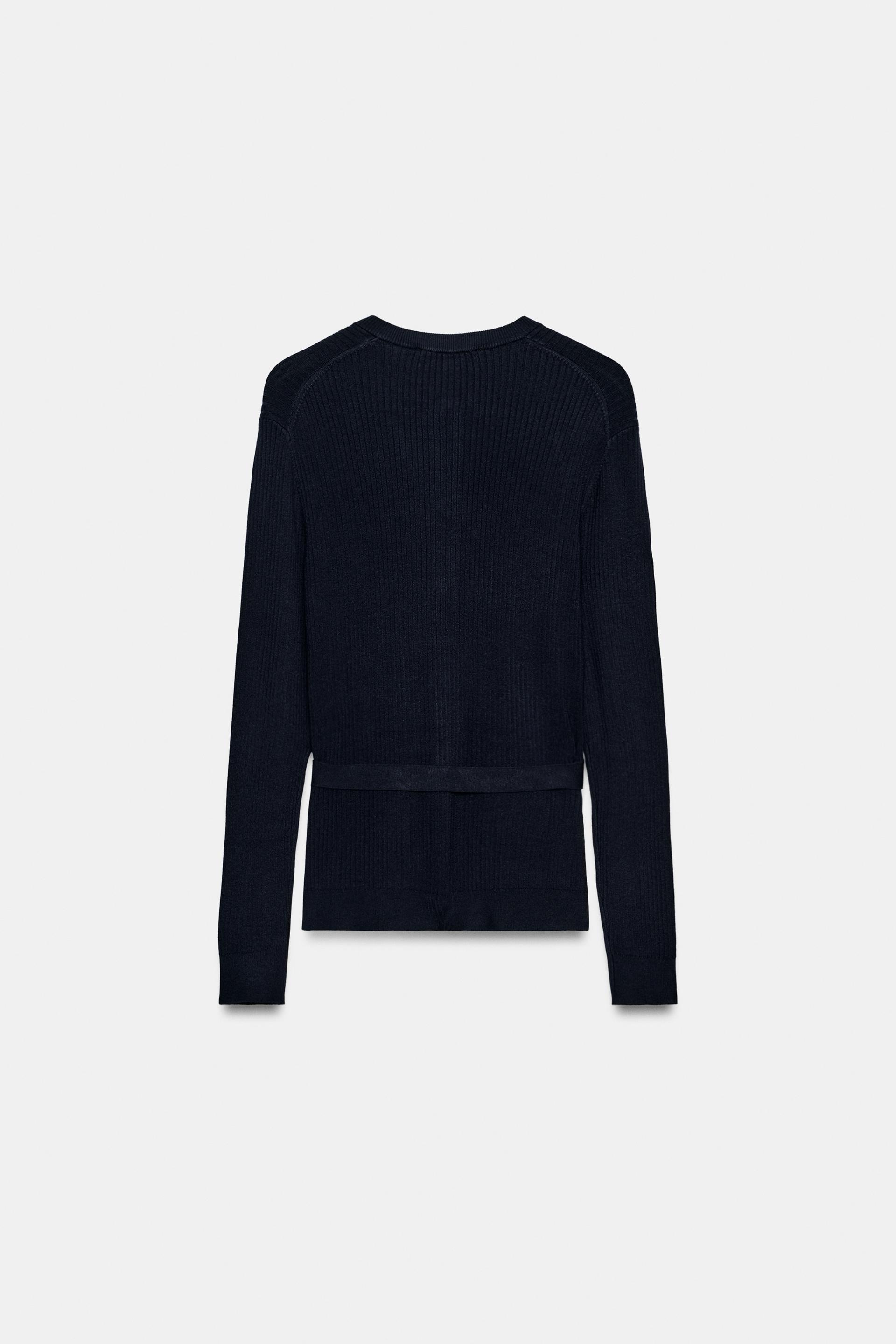 RIB KNIT BELTED CARDIGAN thumbnail 5