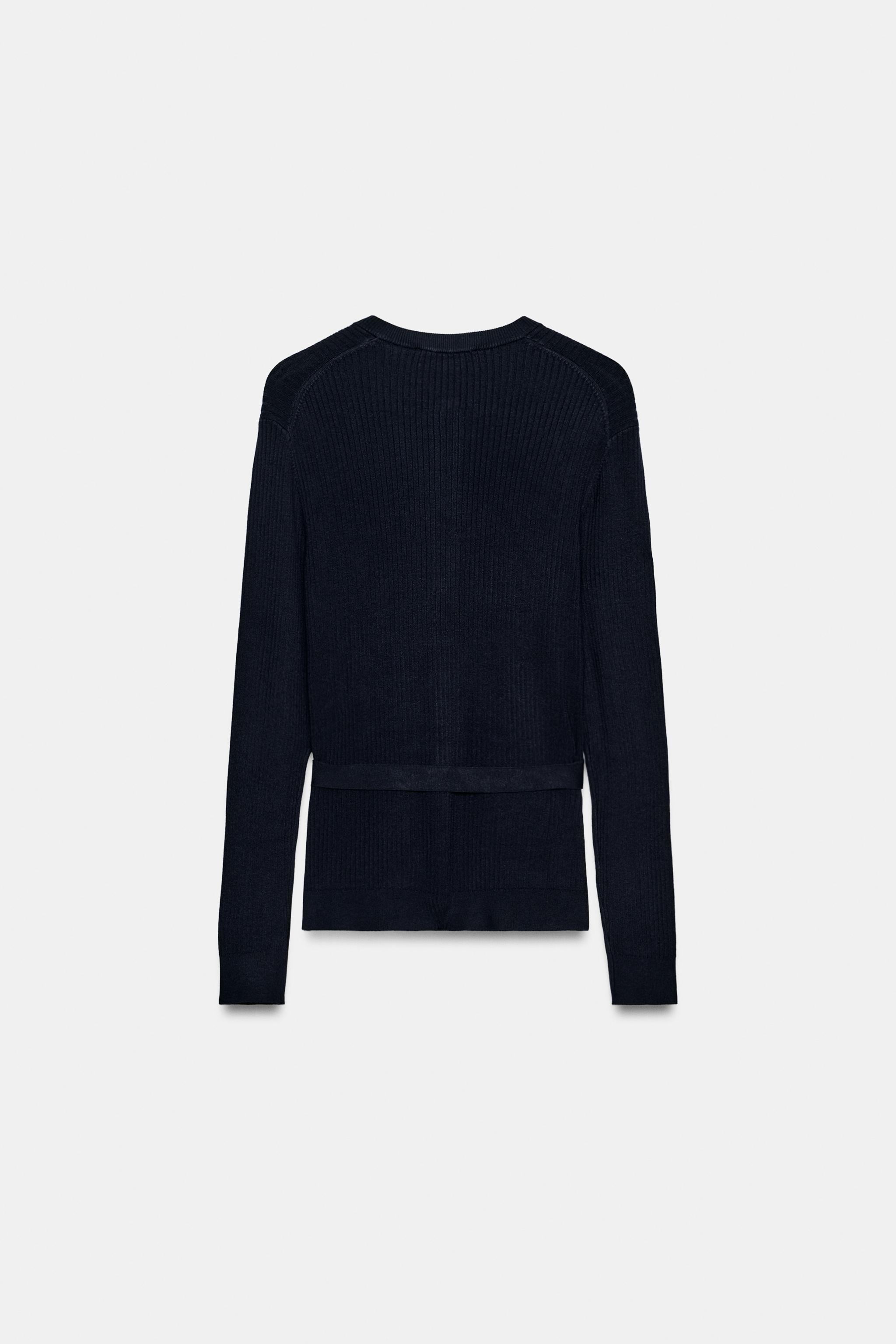 Женские кардиганы Zara RIB KNIT BELTED CARDIGAN — фото 5