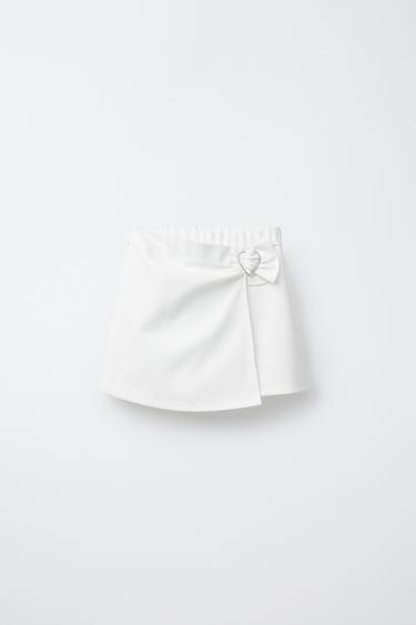FALDA BERMUDA CORAZÓN - Blanco roto de Zara