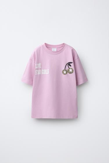 CAMISETA CEREZAS ANIMAL PRINT - Rosa de Zara - Imagen 0